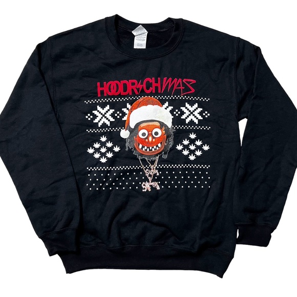 NWOT Gildan Hood RichMas Post Malone Ugly Christmas Sweatshirt Black Unisex Sz S - Picture 1 of 6